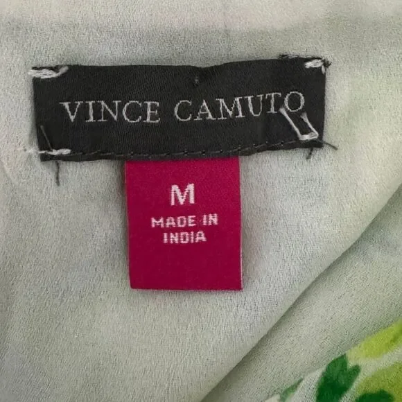 VINCE CAMUTO Floral Ruffle Flutter Short Sleeve Blouse Bright Emerald NWT Medium - Picture 7 of 9